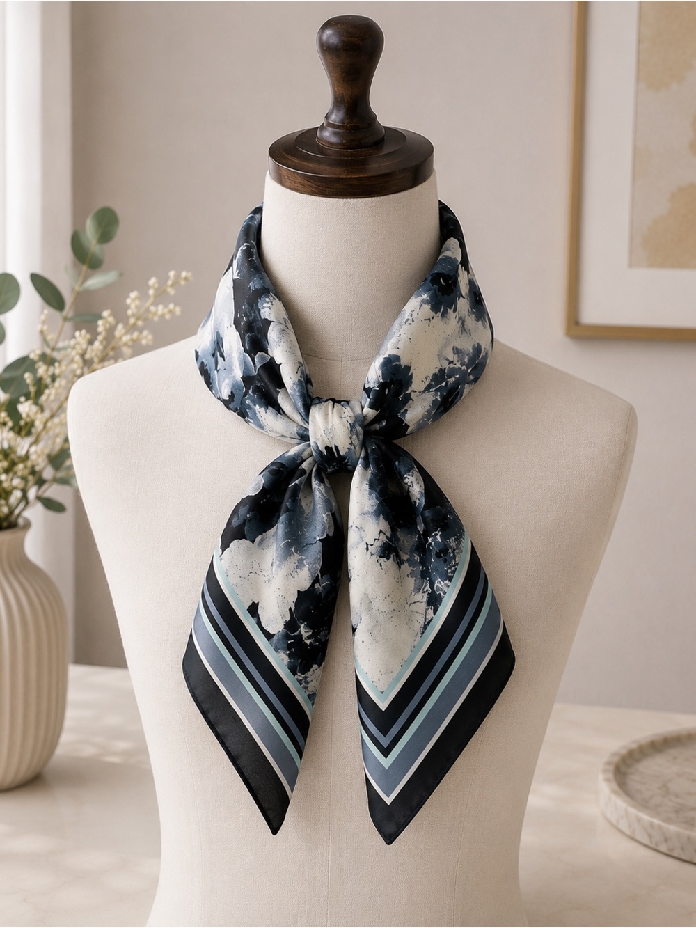 NWT Vince Camuto Floral  Satin Feel Square Scarf Quite Luxury